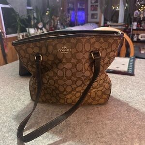 Coach Tan and Brown Signature Tote